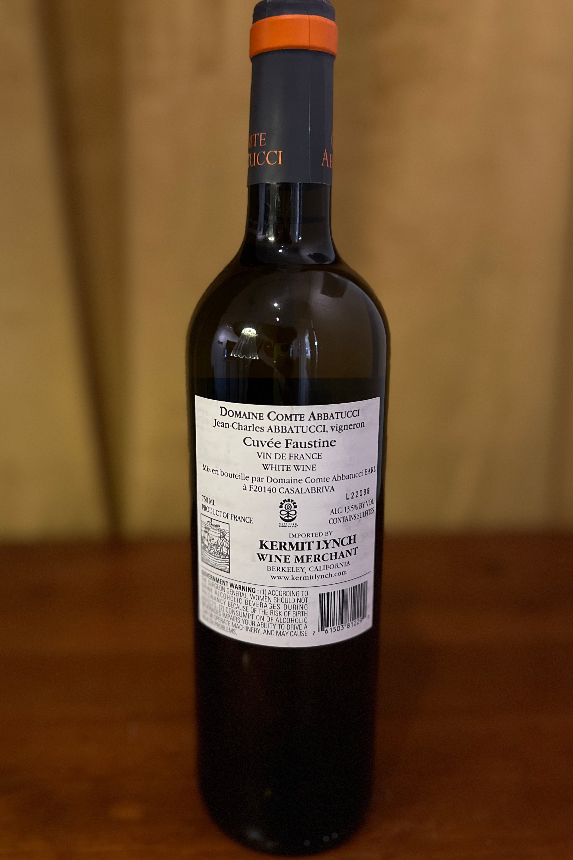 Domaine Comte Abbatucci “Cuvée Faustine” Blanc 2022